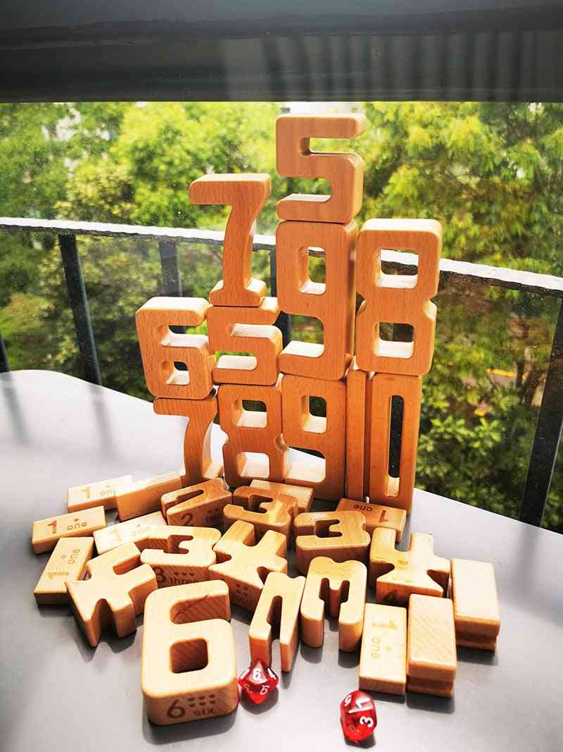 Blocchi digitali per bambini in legno di faggio / blocchi matematici per l'apprendimento precoce dei bambini - un grande 22 pezzi
