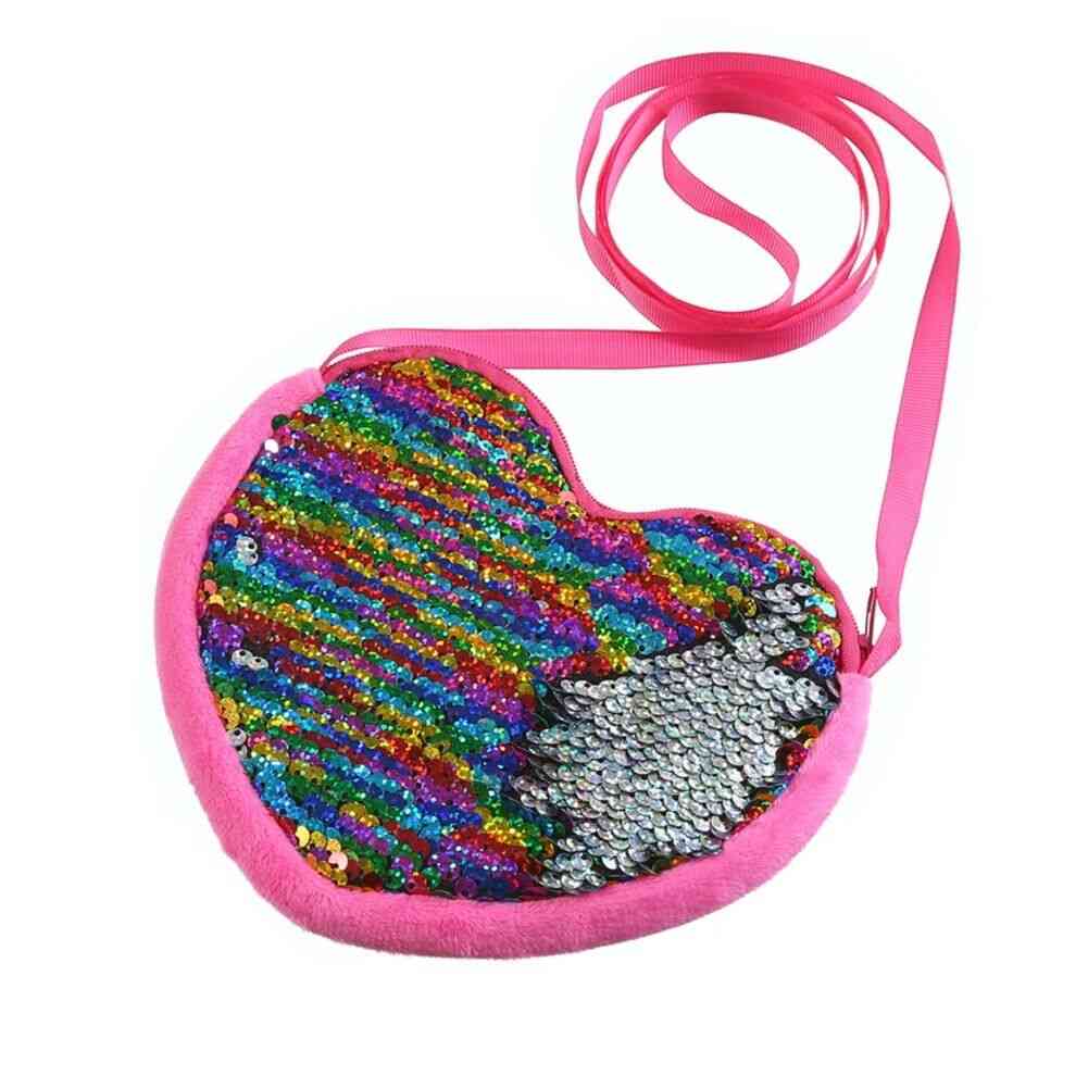Love & Hearts Sequins Crossbody Coin Purse / Bag For