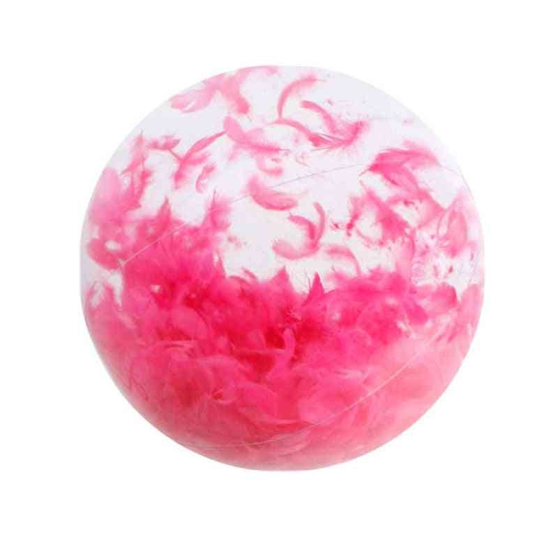 Aufblasbarer riesiger Strandball mit Federn hell 28cm Pool Strand Spielzeug - Sommer Wasser Strand Party Spielzeug - rosa