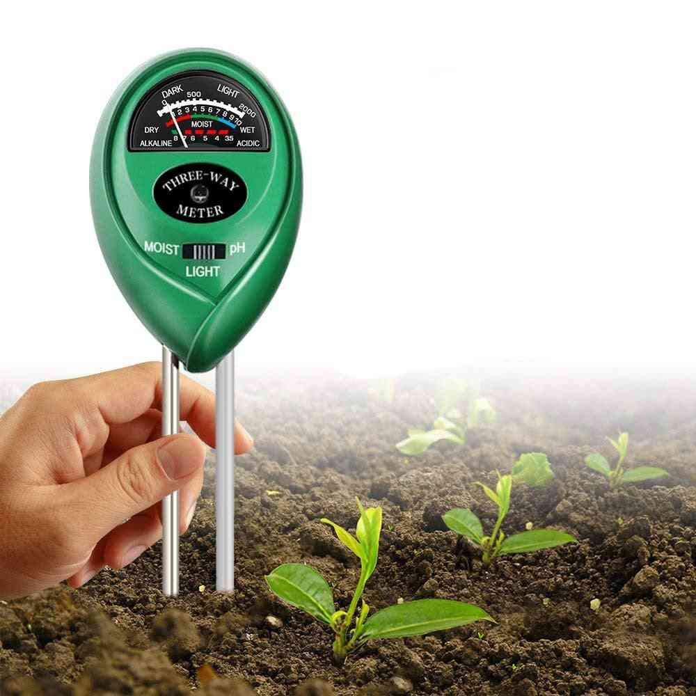 PH-mètre du sol - Kits de testeur de sol 3 en 1 avec lumière d'humidité et test de pH pour pelouse de ferme de jardin, intérieur et extérieur