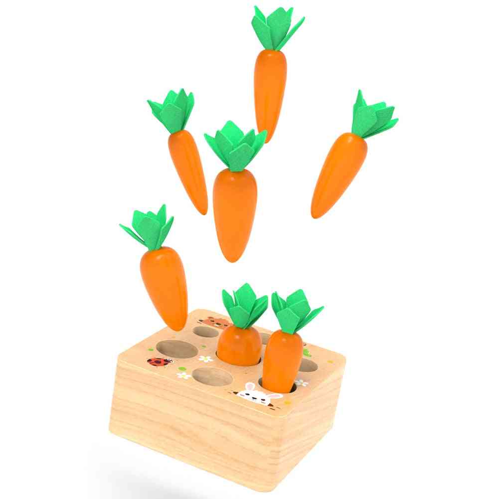 дървен блок дърпа моркови игра montessori детска играчка, блок набор познавателна способност алпиния играчка