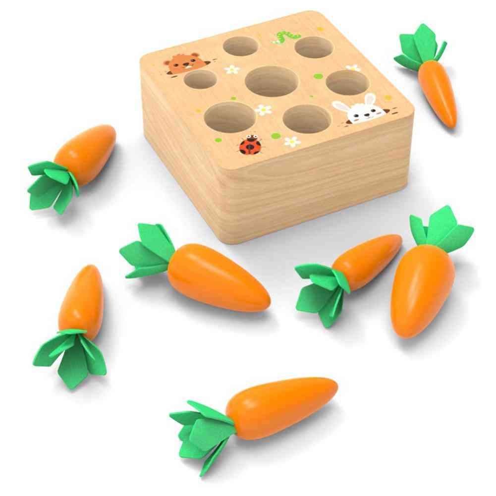 גוש עץ למשוך גזר משחק מונטסורי צעצוע לילדים, סט בלוק יכולת קוגניציה אלפיניה צעצוע אינטראקטיבי (u2154196) -