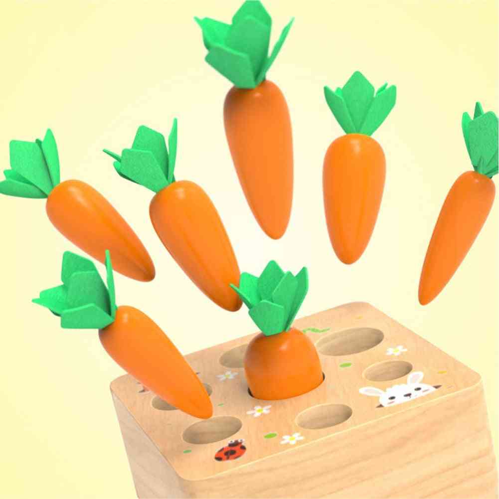 Bloc en bois tirant le jeu de carottes montessori enfants jouet, jeu de blocs capacité de cognition alpinia jouet interactif (u2154196) -