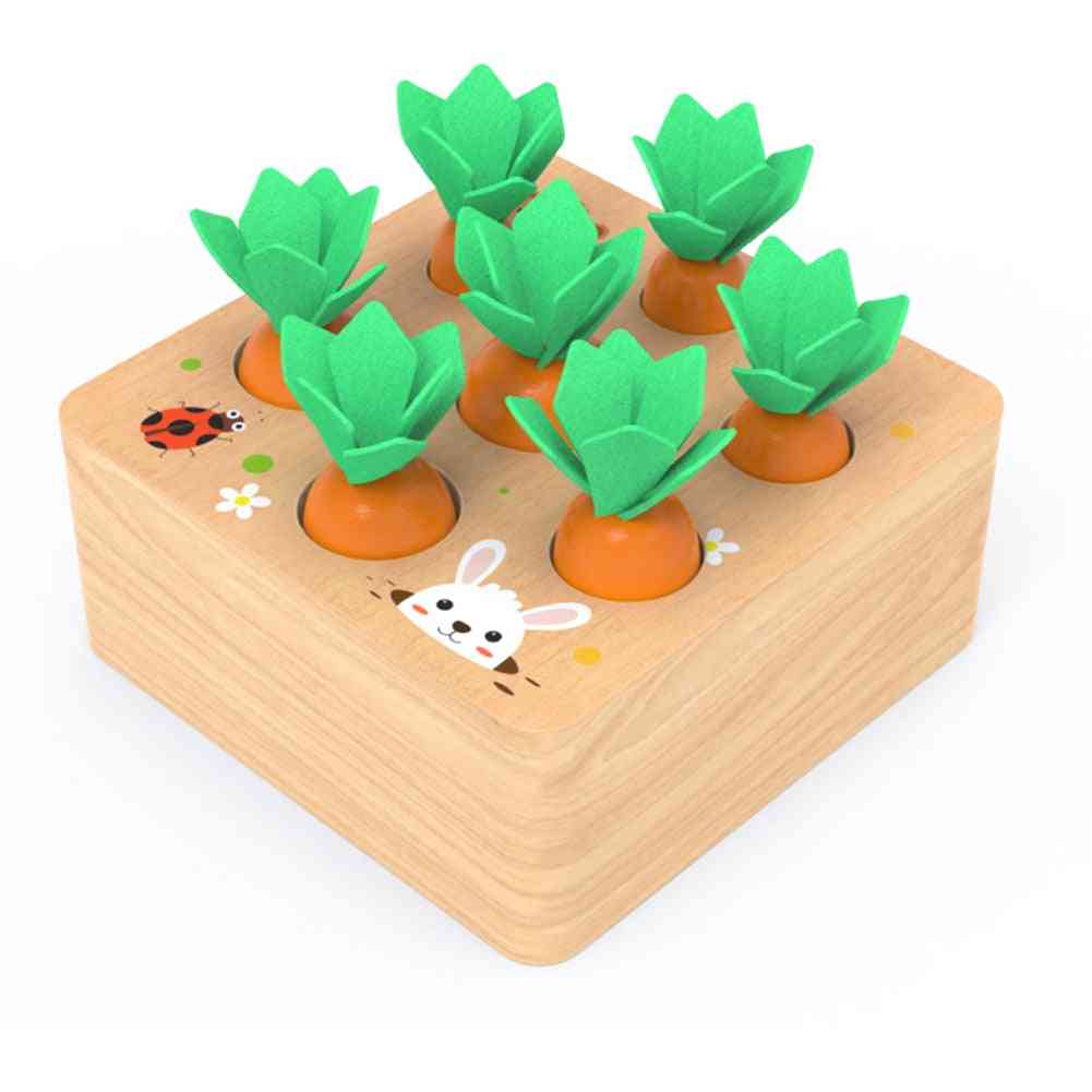Bloc en bois tirant le jeu de carottes montessori enfants jouet, jeu de blocs capacité de cognition alpinia jouet interactif (u2154196) -