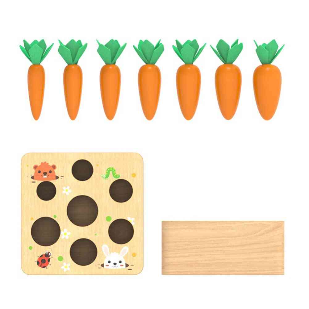 Drewniany klocek ciągnięcie marchewki gra montessori zabawka dla dzieci, zestaw klocków zdolność poznawcza alpinia zabawka interaktywna (u2154196) -