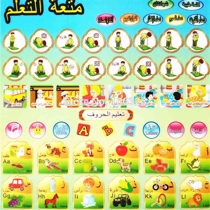 Engelsk + arabisk mini ipad design legetøj børn læringsmaskiner, islamisk hellig koran legetøj, tilbedelse + ord + bogstav, al - blue-stp