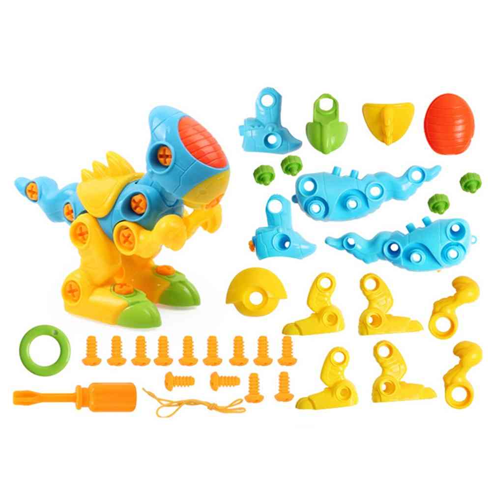 DIY dinosaur demontering forsamling baby børn tidlige uddannelsesblokke legetøj (flerfarvet) -