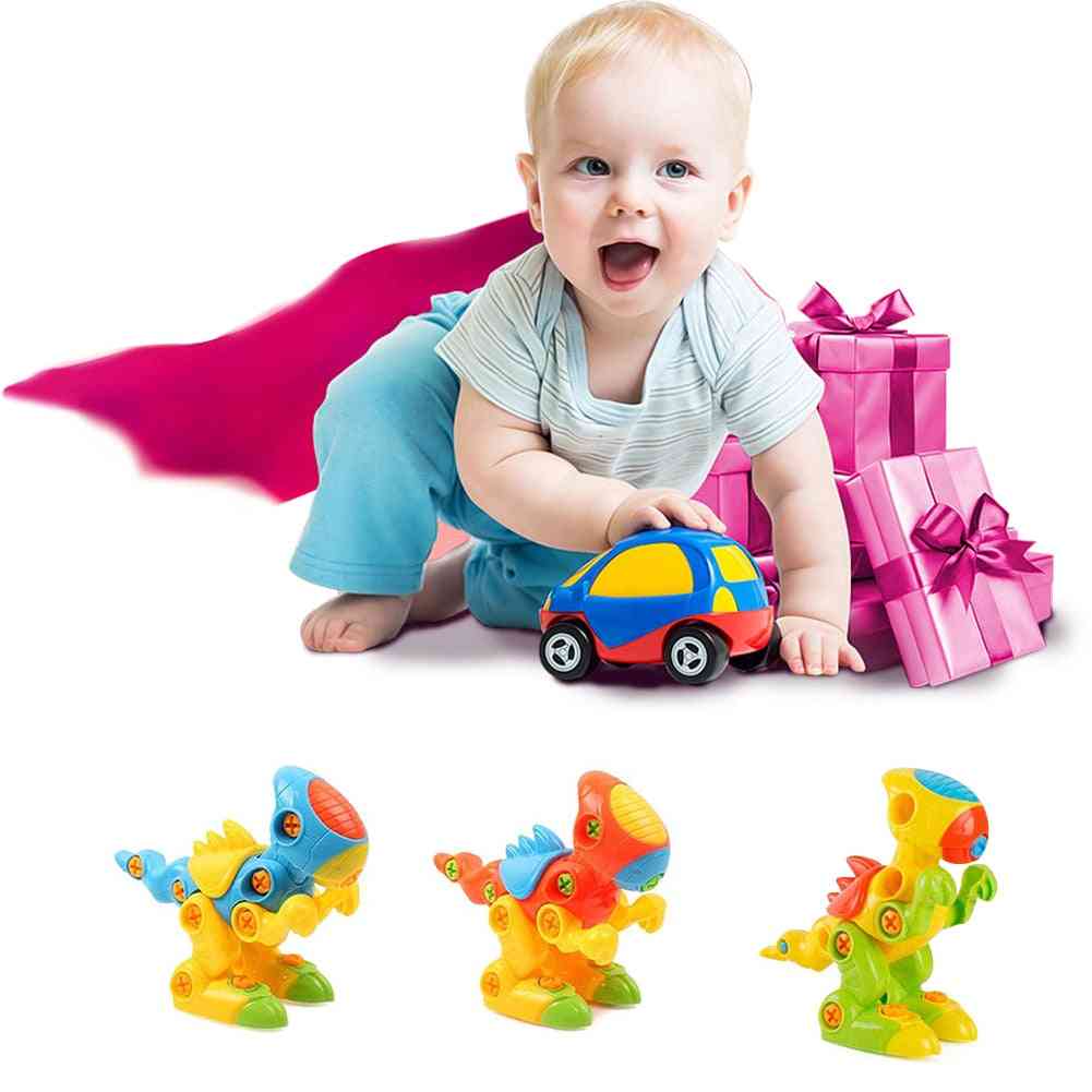 DIY dinosaur demontering forsamling baby børn tidlige uddannelsesblokke legetøj (flerfarvet) -