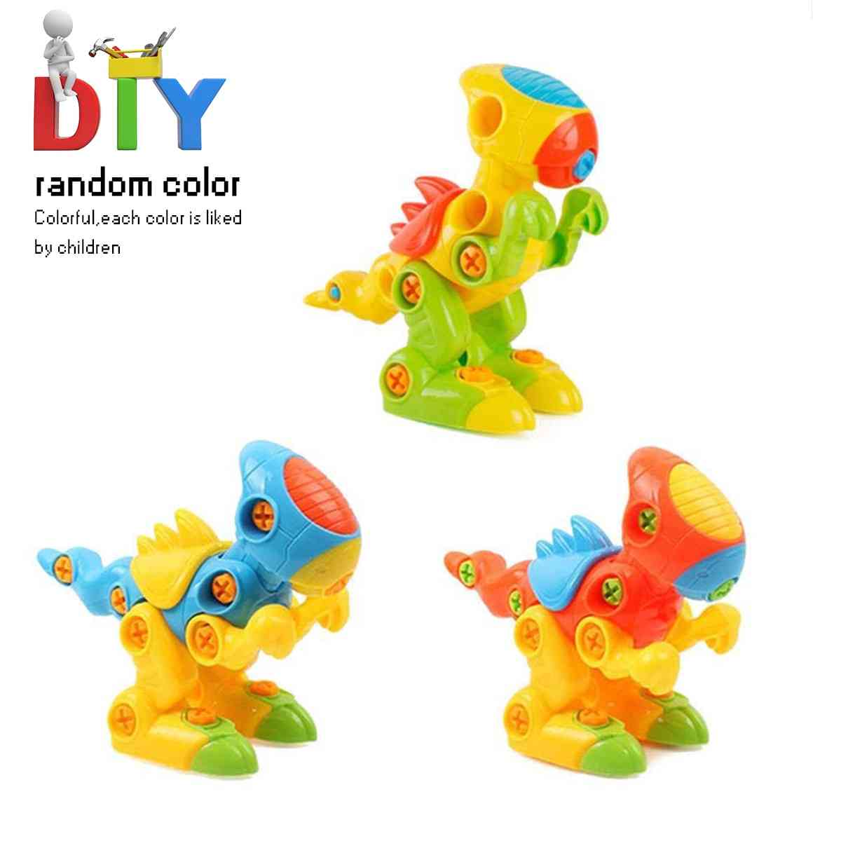 DIY dinosaur disassembly assembly baby kids primeiros brinquedos de blocos educacionais (multicolor) -