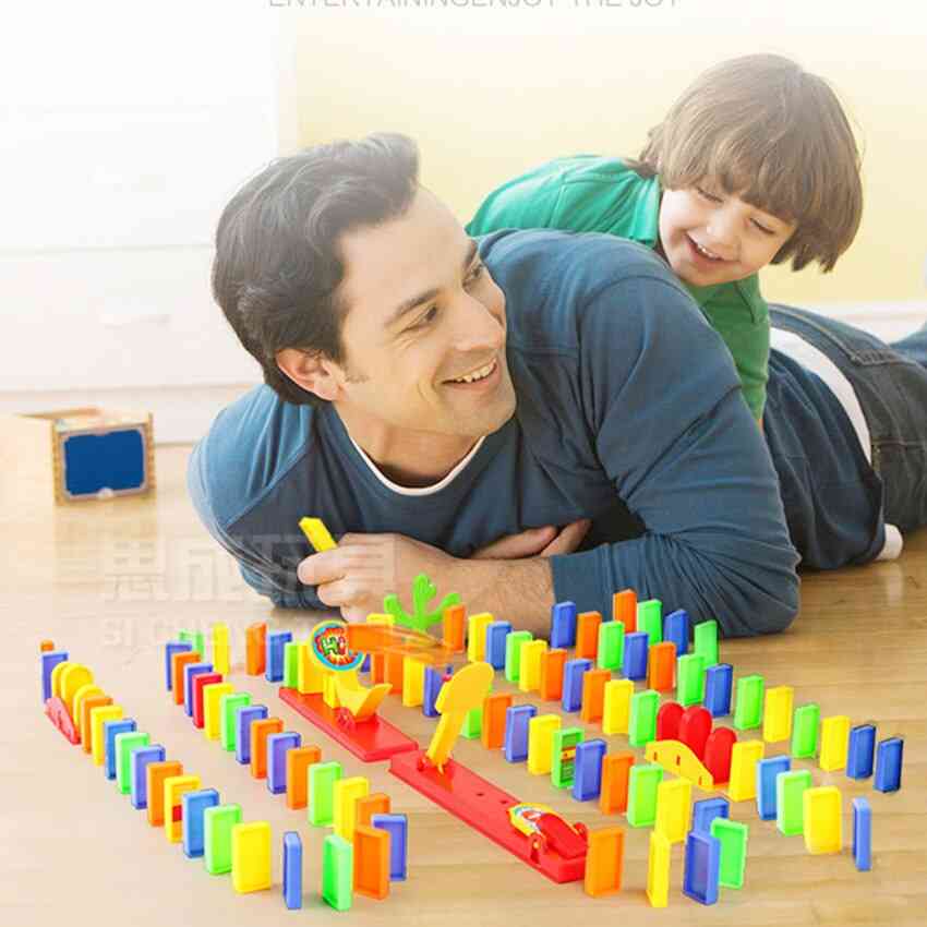 Plastic Dominoes Blocks Brick Diy Sound Light Toy For Boy / Girl