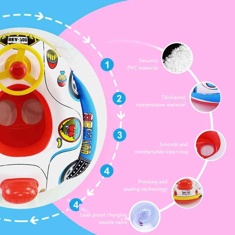Baby Schwimmring - Sommer aufblasbare Schwimmmatratze Kind Schwimmbad Wasser Cartoon Sitz Autotrainer mit Radhorn (Auto) -