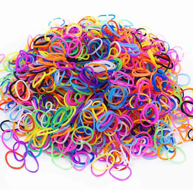 300 Stück 16 farbige Webstühle für Kinder - Gummibänder zum Weben von Schnürspielzeug - rot