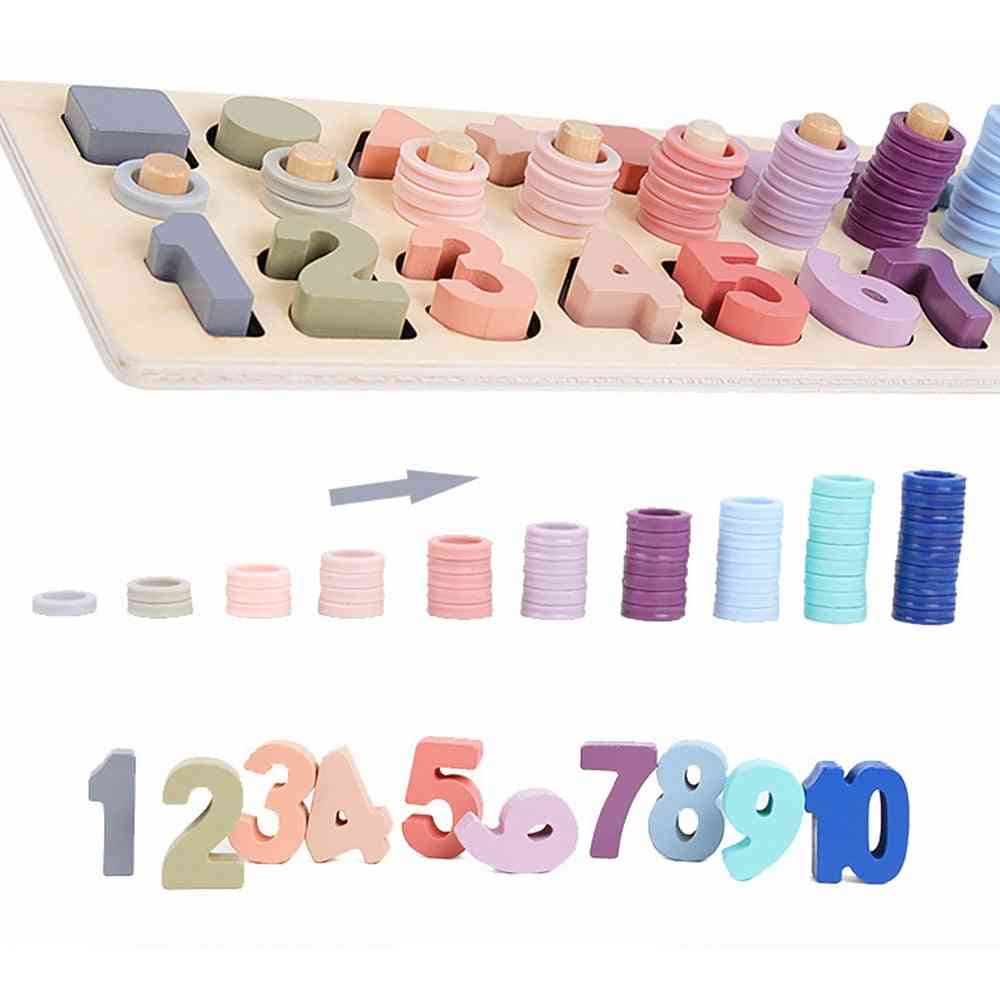 Predškolská drevená hračka montessori, počet geometrických tvarov kognitívna zhoda detská hračka