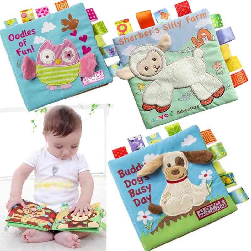 маймуна / сова / куче животински стил новородено бебе играчки за учене - образователни детски книги от плат плат сладка играчка