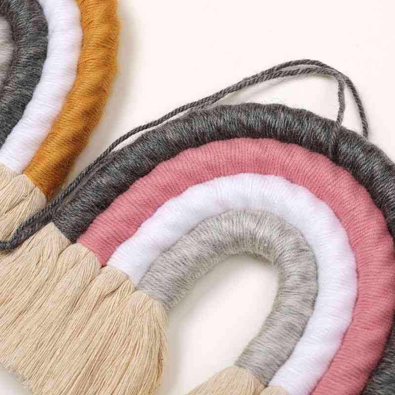 Hausgewebte Regenbogen Tapisserie Baumwolle handgewebte Farbverzierungen für Kinderzimmerdekoration - 4a012