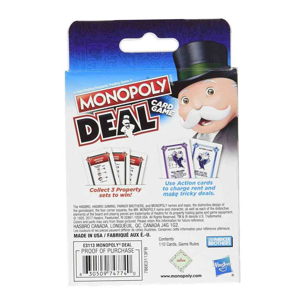 Hasbro monopoly deal games jouer aux cartes jeu de société famille partie poker jeu amusant multijoueur enfants jouets -