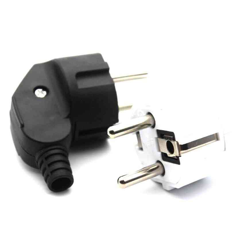 Armbåge 16a 250v pp flamskyddsmedel, eu 2-stifts kabelmonteringsplugg för nätadapter löstagbar kontakt - svart / eu-kontakt