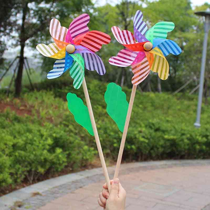 Beautiful High-quality 24cm Wood Garden Yard Party Windmill Wind Spinner Ornament Decoration Kids
