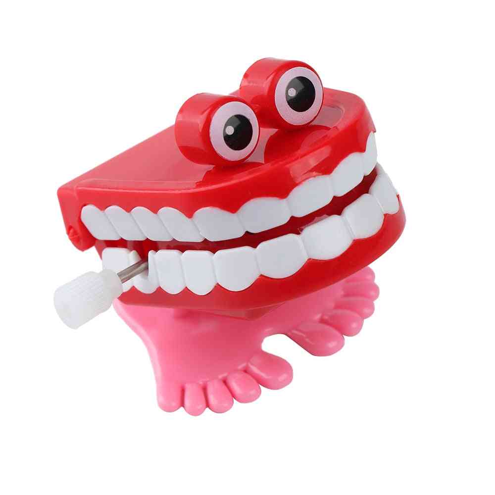 Sjovt snakende springende gående tænder form urværk legetøj - mini børn jule dyretand legetøj, gaver afvikle legetøj - udjævnede tænder