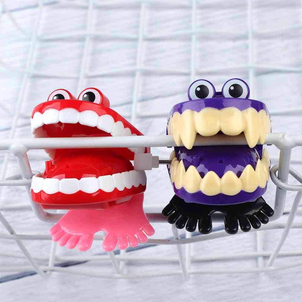 פטפוטים מצחיקים קפיצות שיניים מהלכות צורת שעון - מיני ילדים צעצועי שן בעלי חיים לחג המולד, מתנות צעצועים - שיניים מכוסות