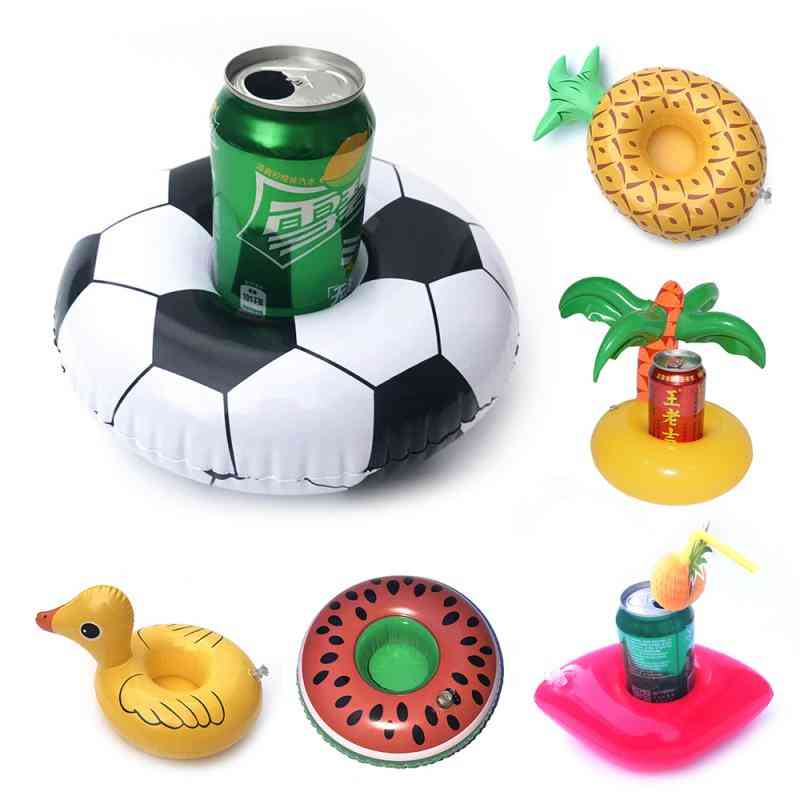 Mini flydende kopholder pool svøm flydende vand legetøj fest - oppustelig vand swimmingpool drikke kop stativholder - 01 ananas