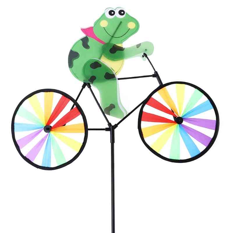 3d Frog On Bike Windmill Whirligig Garden Lawn Yard Decor Wind Spinner