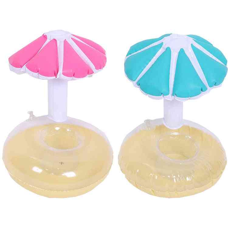 Svampdryckhållare flottör leksak simbassänger - uppblåsbara flytande sommar strandfest barn telefon kopphållare - blå