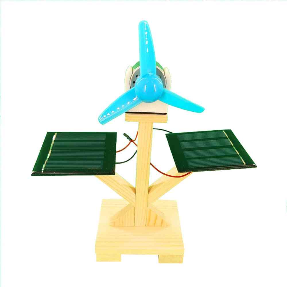 Zonne-ventilator model bouwmateriaal kits, hybride aandrijving wetenschappelijk experiment ontdekking speelgoed creatief educatief (kleurrijk) -
