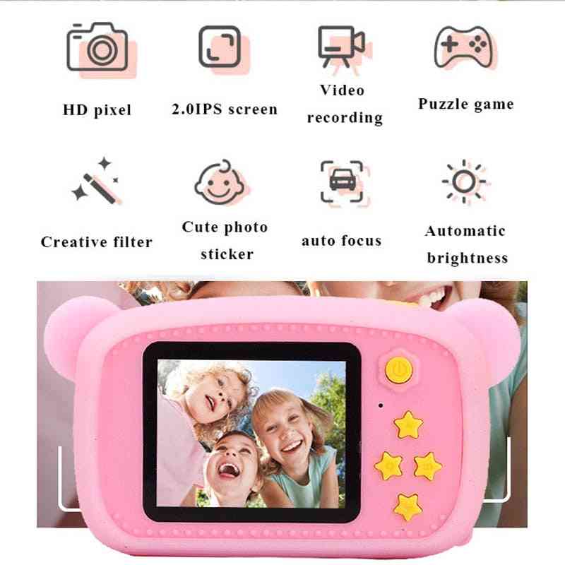 Barnkamera leksaker mini hd tecknade kameror-tar bilder kameraleksaker gåvor för pojke, tjej födelsedag, barndag