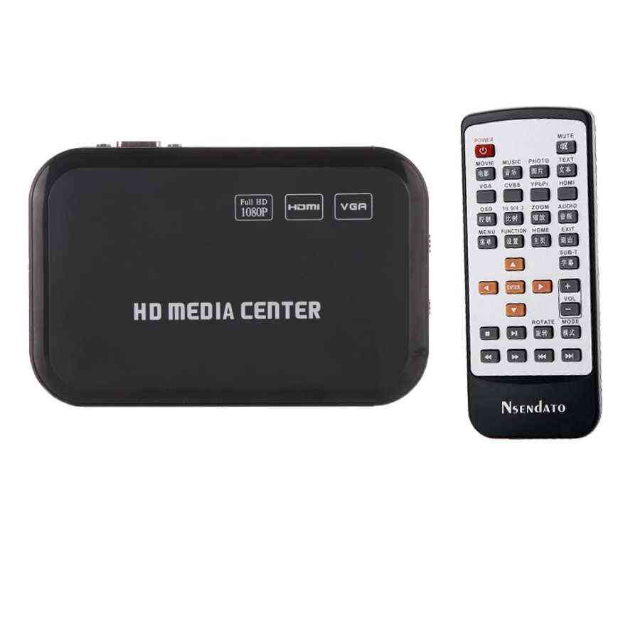 Full Hd 1080p Media Player For Hdmi Vga Av Usb Sd/mmc Port, Remote Control Cable Mkv H.264
