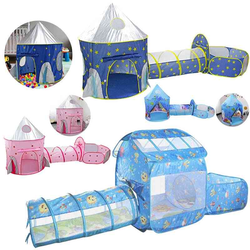 Tent House Play, Tunnel Crawling Playhouse, Castle, Ocean Ball Pool Pit Baby Folded Indoor Outdoor Game