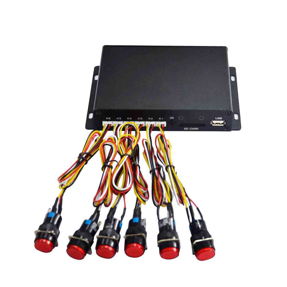 Mpc1005-6 rot led kunststoffknopf ausstellung digital signage box media player mit hd-mi optischem koaxial (schwarz) -