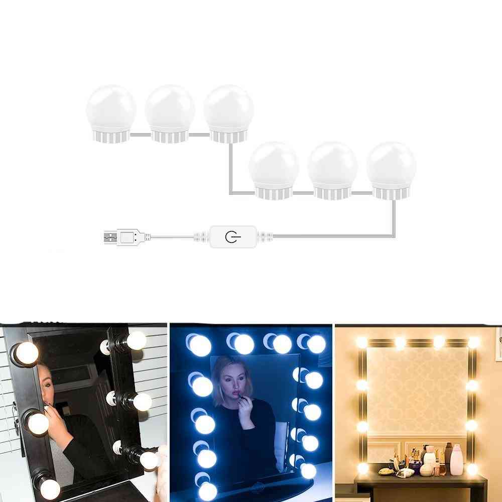 USB LED 12V Make-up Lampe für Schminktisch - stufenlos dimmbar - 3 Farben 6 Glühbirnen / zwei Jahre Garantie / wie in der Abbildung gezeigt