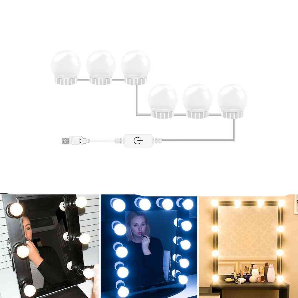 USB LED 12V Make-up Lampe für Schminktisch - stufenlos dimmbar - 3 Farben 6 Glühbirnen / zwei Jahre Garantie / wie in der Abbildung gezeigt