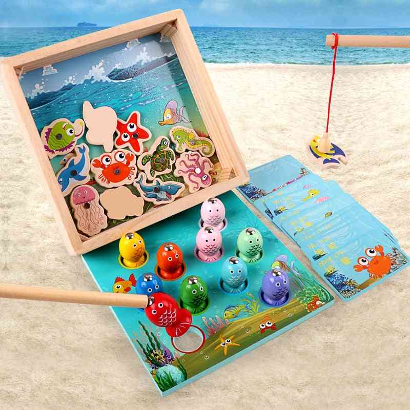 Non Electric, 3d Magnetic Fishing Game-wooden Toy