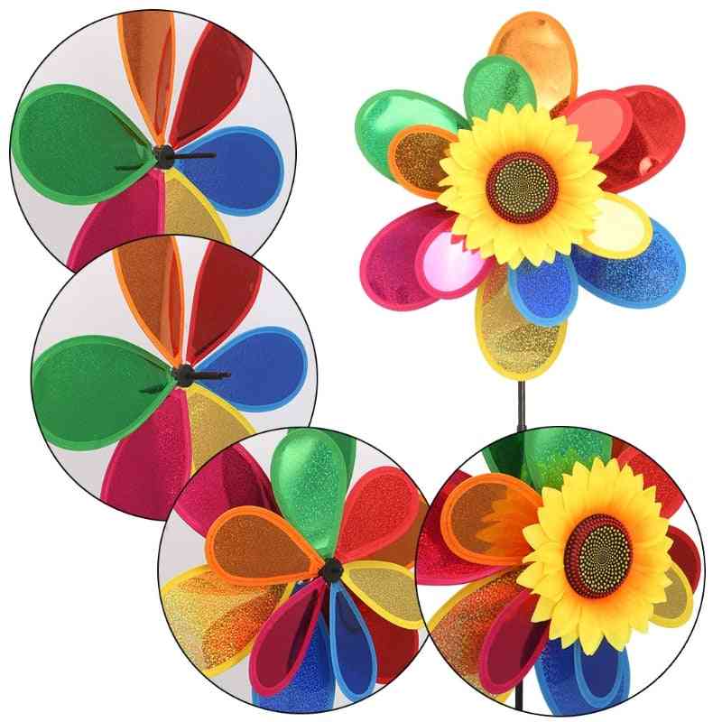 Sunflower Design, Sequins, Double Layer-wind Spinner