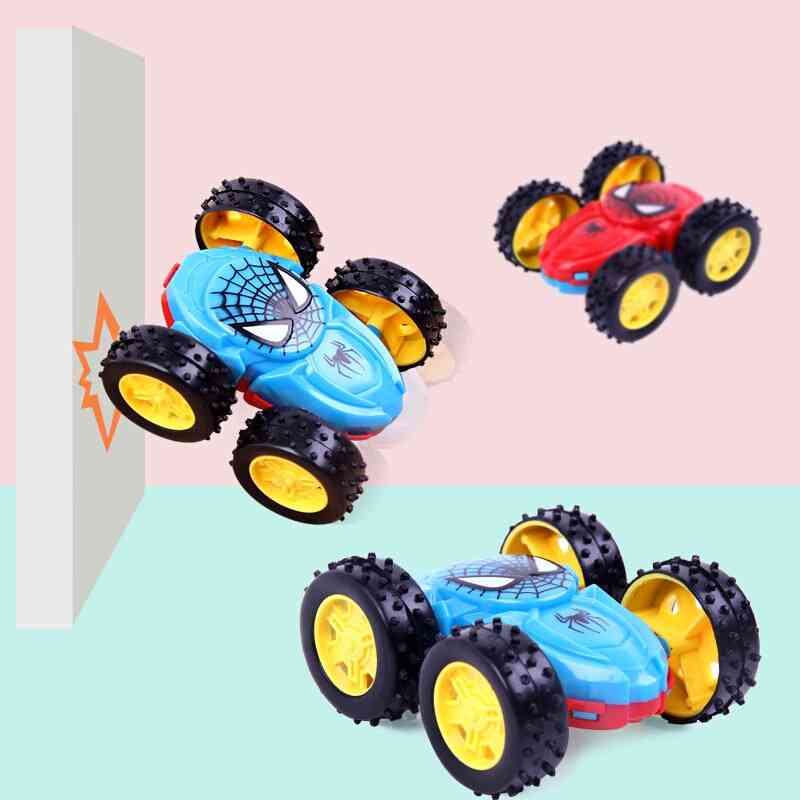 Mini spiderman dobbeltsidet inerti billegetøj til børn - dump truck klassisk legetøj til baby -