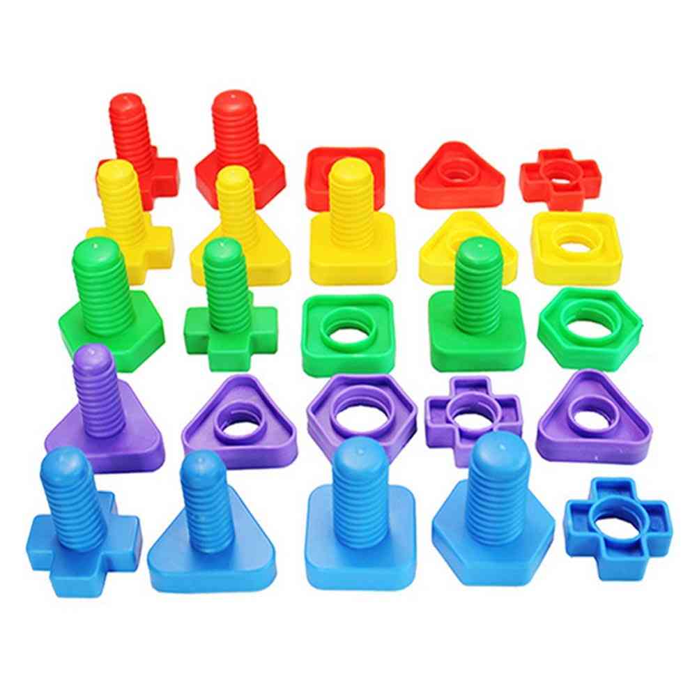 4pair Of Jumbo Nuts And Bolts Models Kit-building Blocks, Shape Matching Game Toy