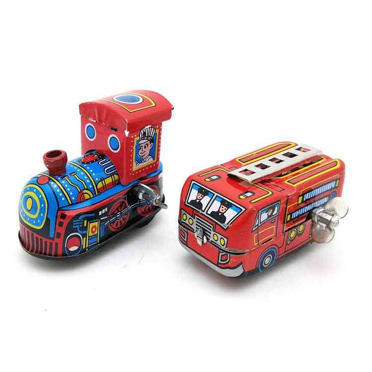 Kids Clockwork - Retro Steam Train, Fire Truck Reminiscence Vintage Tin Toy