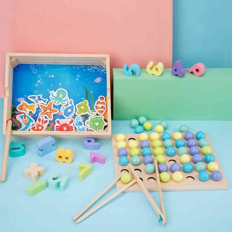Geometri trä pussel ombord set - baby montessori pedagogiska leksaker för barn som lär sig utveckla barn -