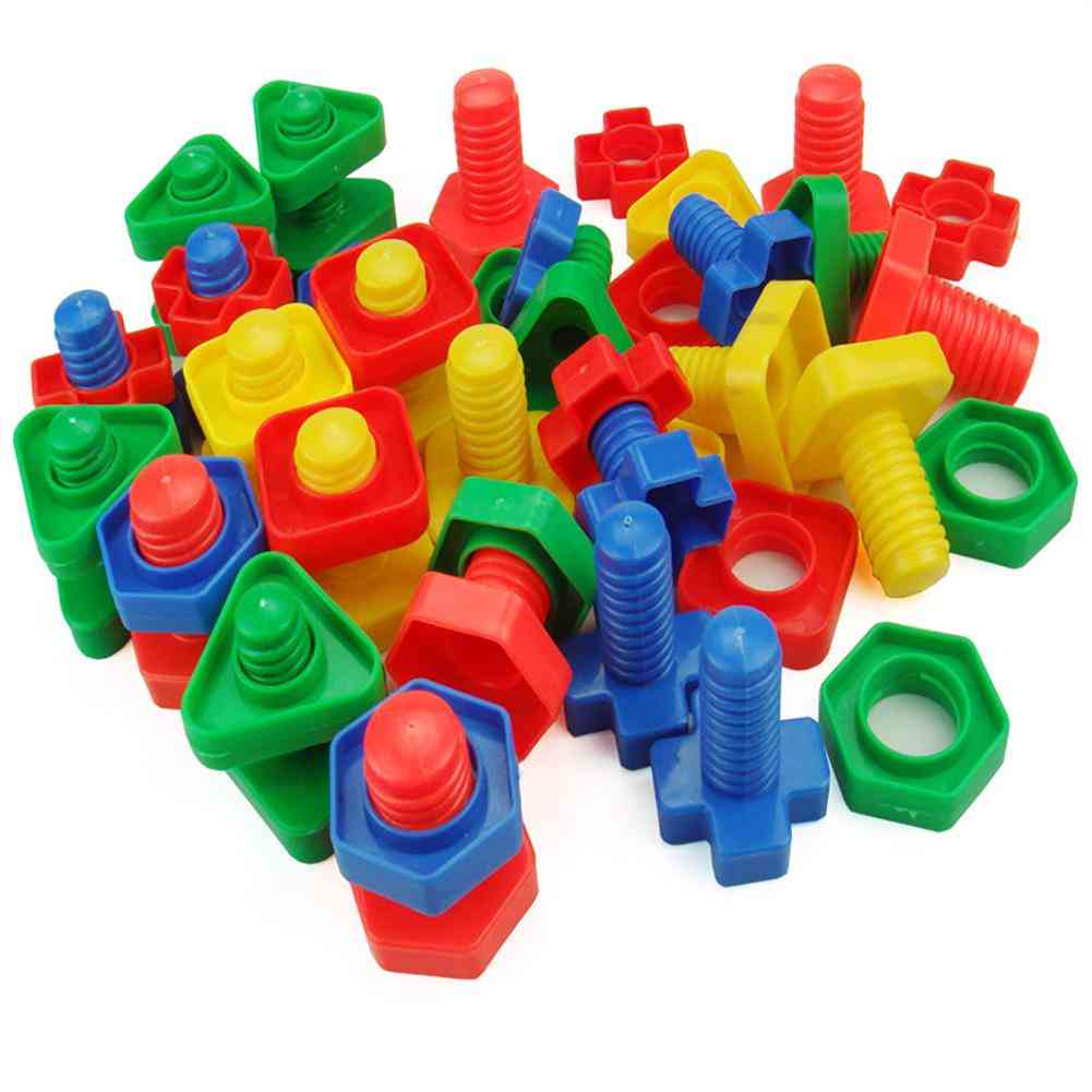 52stk farverig plastskruemøtrikindsats byggeklodser pædagogisk legetøj -