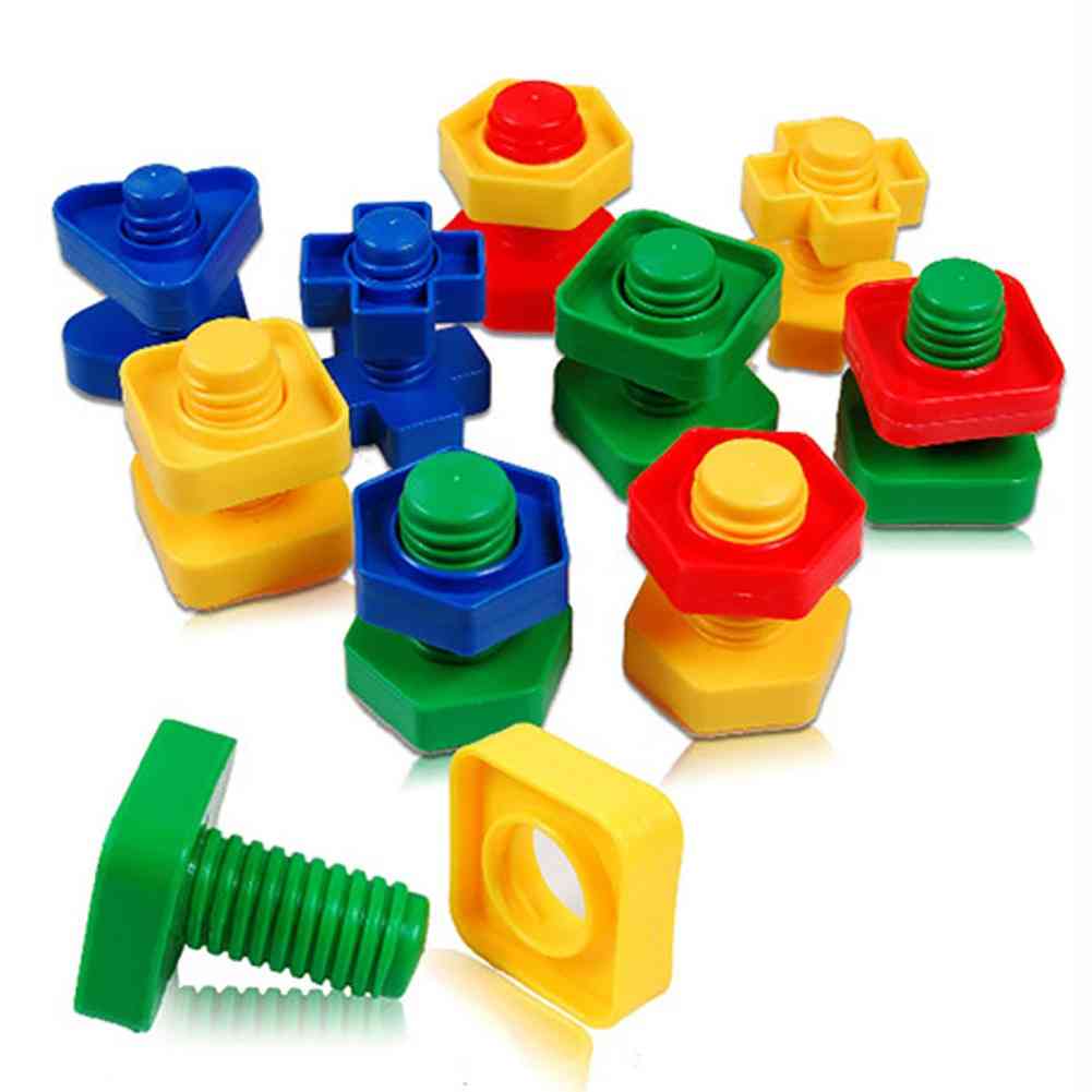 52stk farverig plastskruemøtrikindsats byggeklodser pædagogisk legetøj -