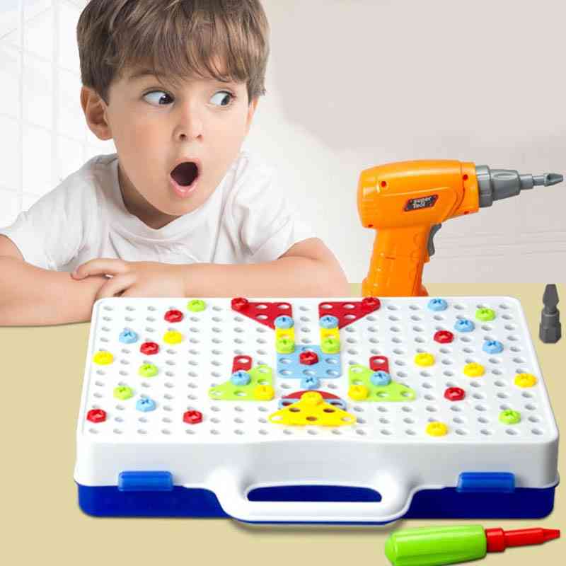 Perceuse électrique écrou démontage match outil éducatif, blocs assemblés ensembles jouets pour garçons-conception bâtiment enfants cadeau -