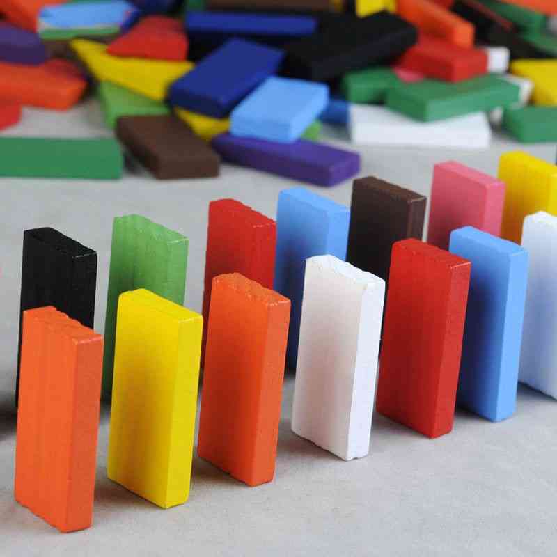 120 szt.Drewniane tęczowe klocki domino dla dzieci, zestaw zabawek dla dzieci (1 zestaw) -