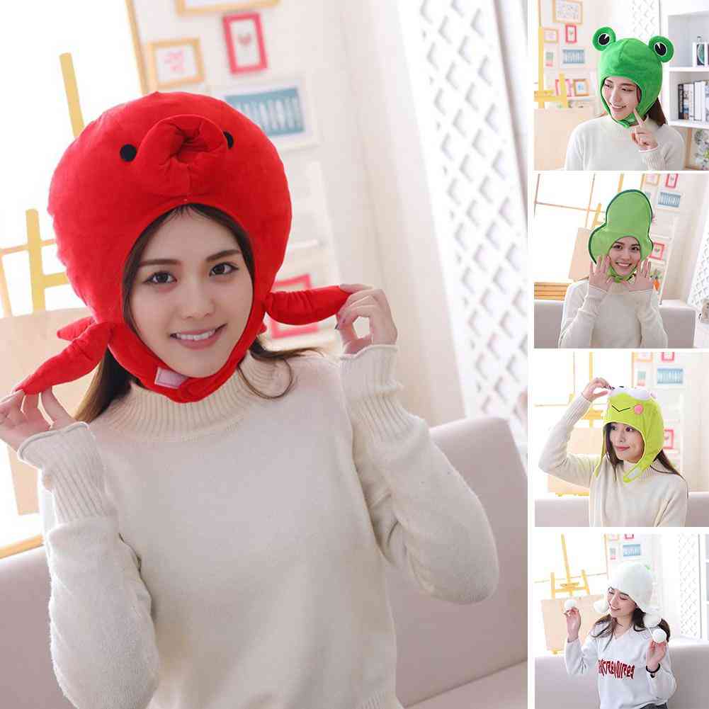 Dziewczyna śliczna żaba zwierząt pluszowa czapka z nausznikiem, nausznik na głowę rekwizyty do cosplay puszysty kapelusz - awokado