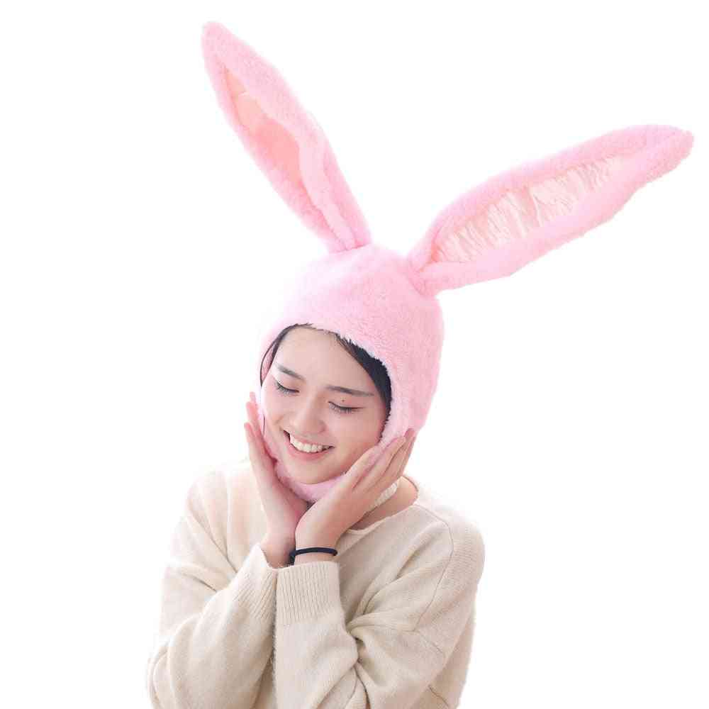 Halloween party cosplay ragazze lunghe orecchie da coniglio berretto cosplay beanie peluche, orecchie da coniglio cappello copricapo di coniglio - beige