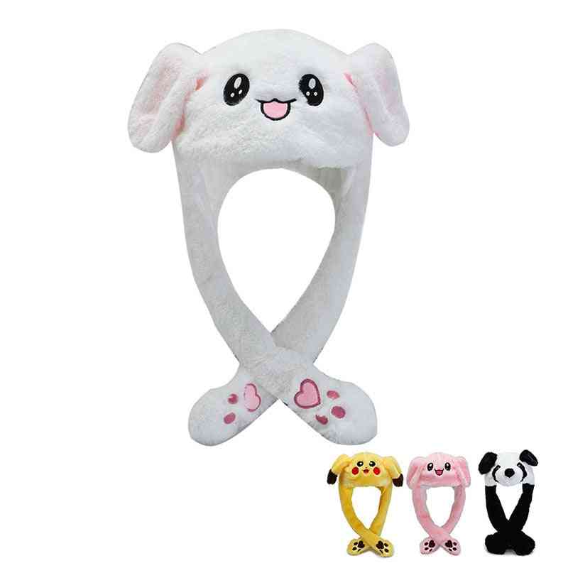Cartoon knuffelig bewegend oor konijn / panda hoed dans pluche, zacht knuffeldier speelgoed cadeau