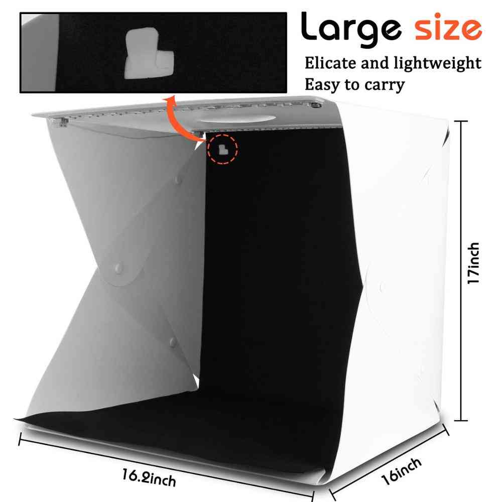 2 led přenosný skládací světelný box, softbox pro fotografování fotoateliéru