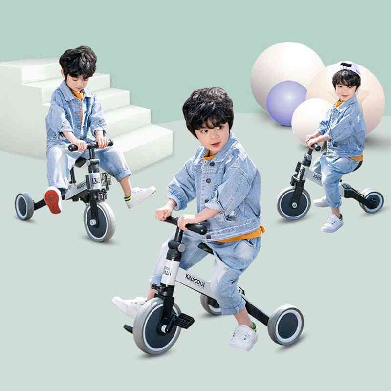 Spedbarn skinnende trehjulssykkel 3-i-1 barnescooter balansesykkel, 1-6 år ri på bil 3 hjul ikke-oppblåsbare - rød