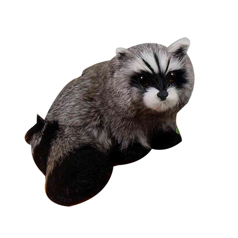 Simulation 3d Raccoon Furry Animal Model Toy - Art Craft Desktop Decor Photo Props